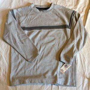 Vintage 2004 Kids Crewneck Waffle Knit Top in Light Gray with Contrast Stripe
